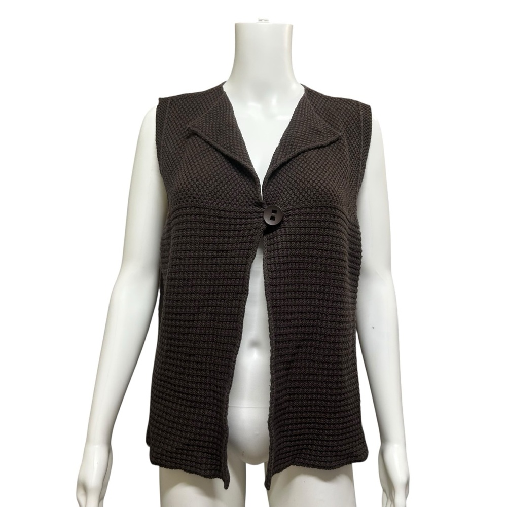 Splendor Brown One Button Waffle Knit Sweater Vest Size L